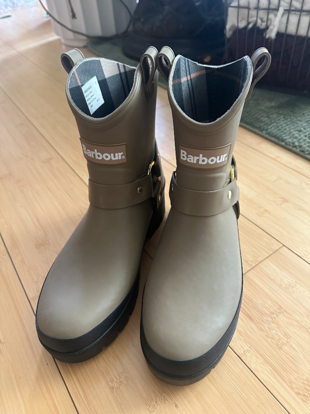 Tan Barbour Women's Elley Harness Wellington Boots US 8.5 / 9, UK7